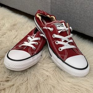 Maroon Converse slip ons